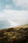 Meraviglioso paesaggio di Point Reyes National Seashore con onde oceaniche schiumose che corrono sulla spiaggia con infinite enormi scogliere in California — Foto stock
