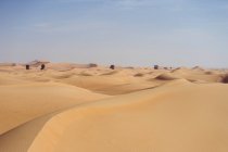 Paysage désertique minimaliste avec des dunes de sable et un ciel bleu clair aux Émirats — Photo de stock