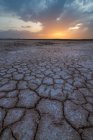 Захватывающий дух пейзаж грубой поверхности соленой лагуны в Толедо под ярким закатным небом — стоковое фото