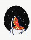 Illustrazione vettoriale di donna serena sullo sfondo del cielo stellato notturno — Foto stock