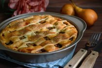 Pear Pie With Lattice Pastry Top — Stock Photo