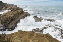 View from Shore Acres State Park; magnificant sandstone formations enhance the beauty of this portion of the southern Oregon coast — Stock Photo