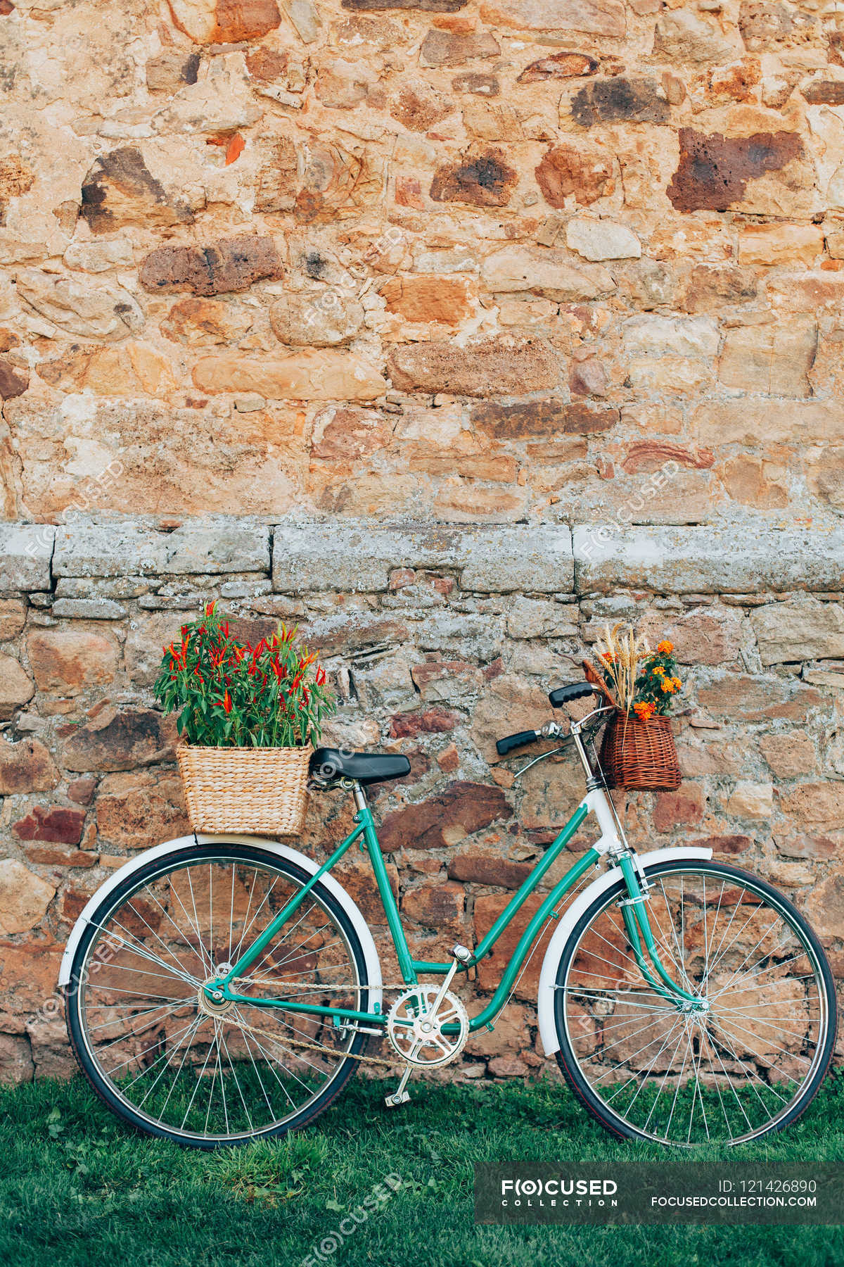 Download Vintage Bicycle With Flowers International Women Day Style Stock Photo 121426890