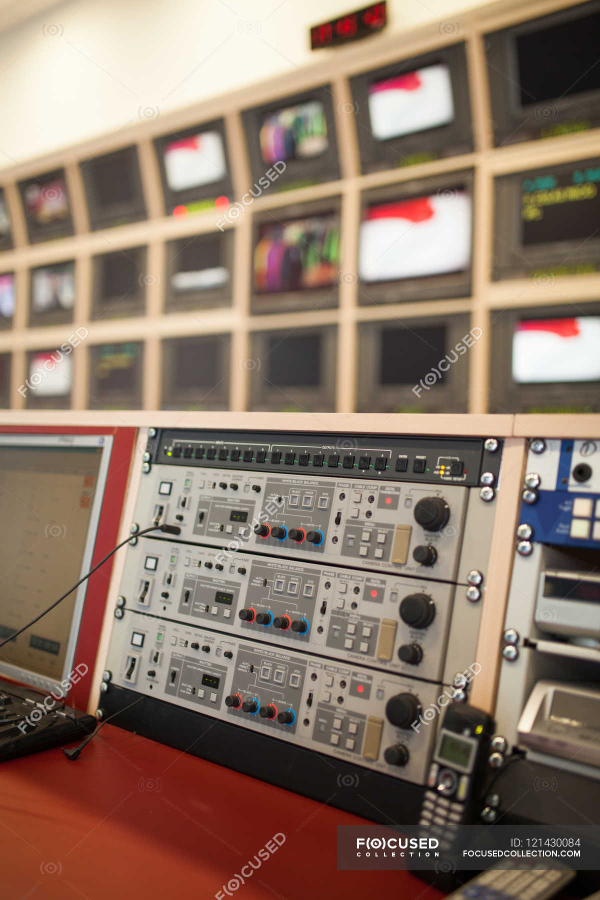 Professional tv studio equipment — panel, different Stock Photo