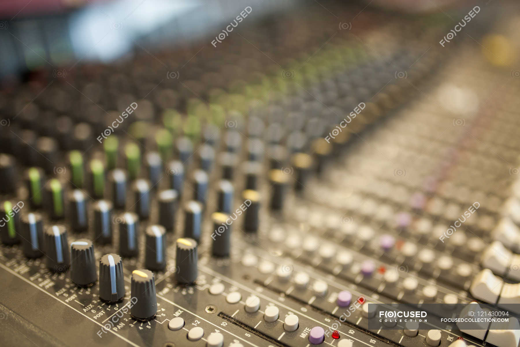 Professional tv studio equipment — mixer, screen Stock Photo 121430094