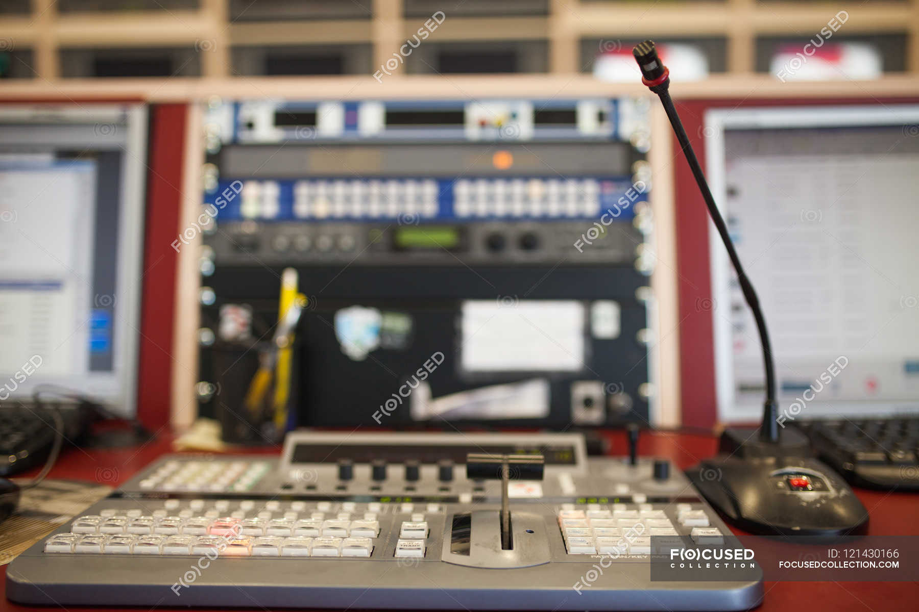 Professional tv studio equipment — background, set Stock Photo 121430166