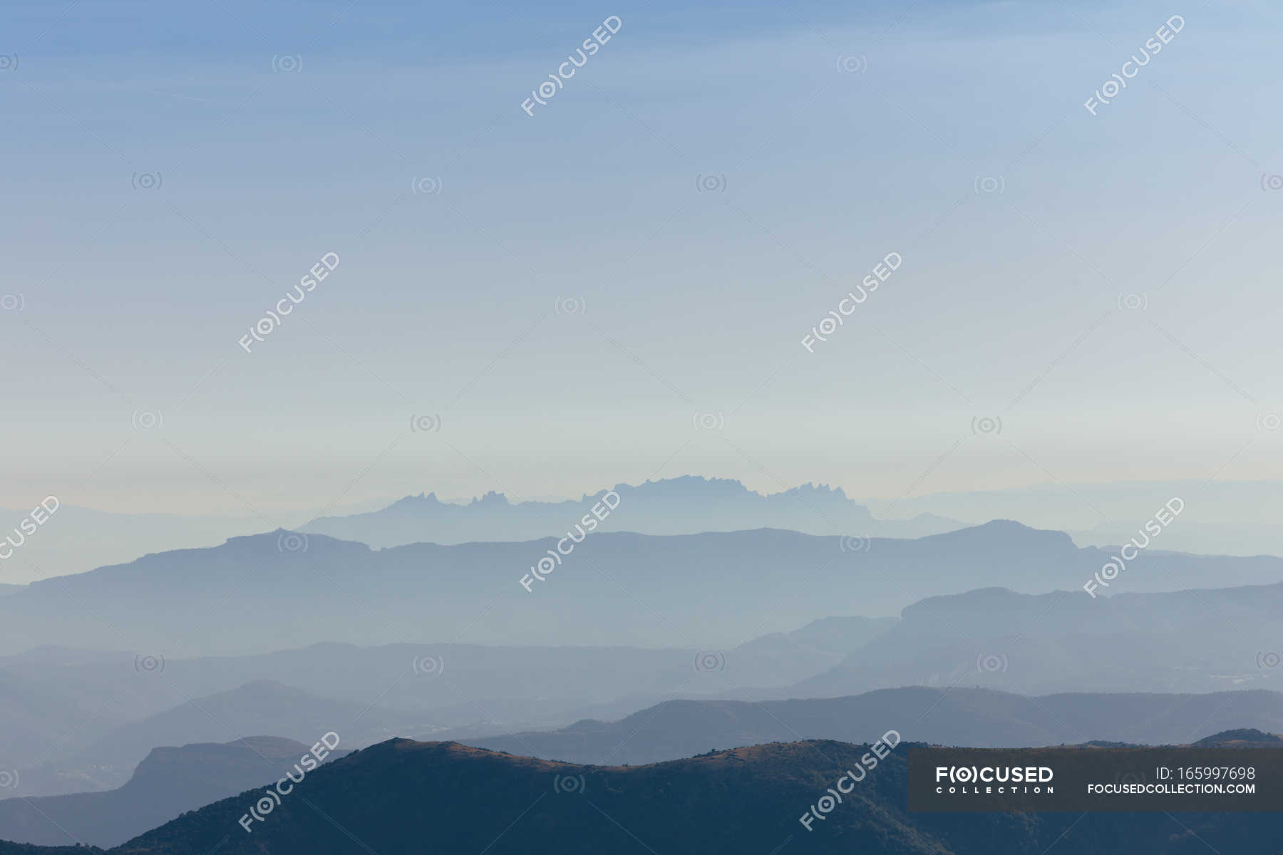 Landscape with obscure pastel shades mountains — view, summer - Stock ...