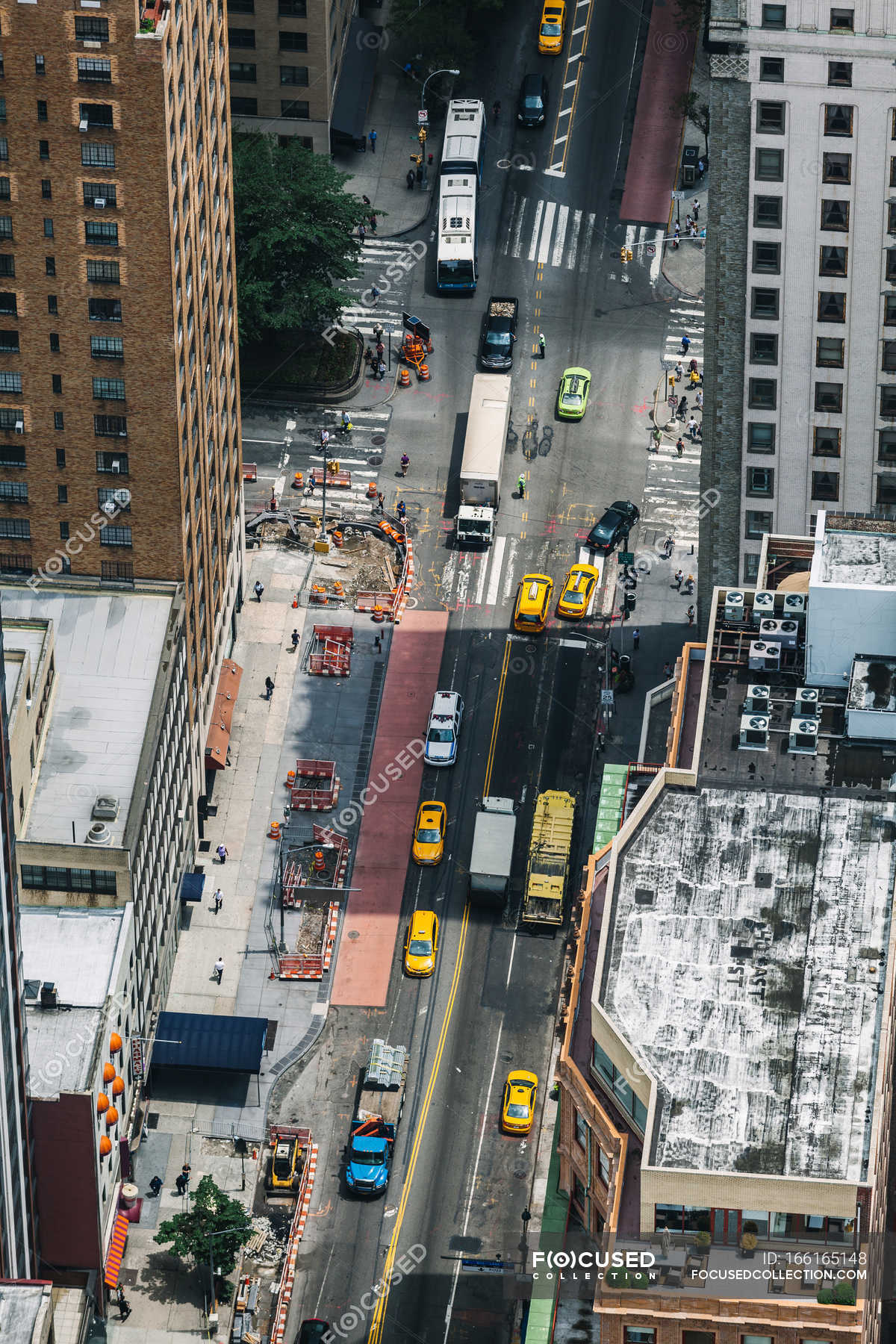 Aerial View of Manhattan Streets — crowded, urban - Stock Photo ...