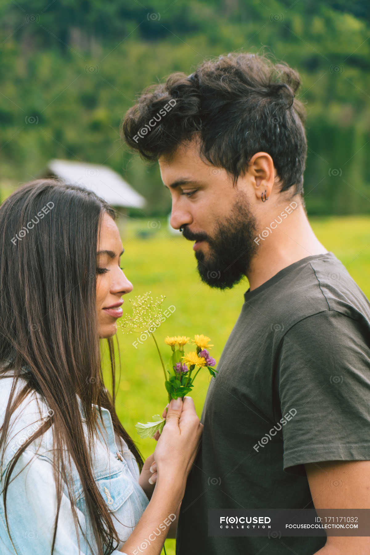 Couple cuddling on meadow — countryside, people - Stock Photo | #171171032