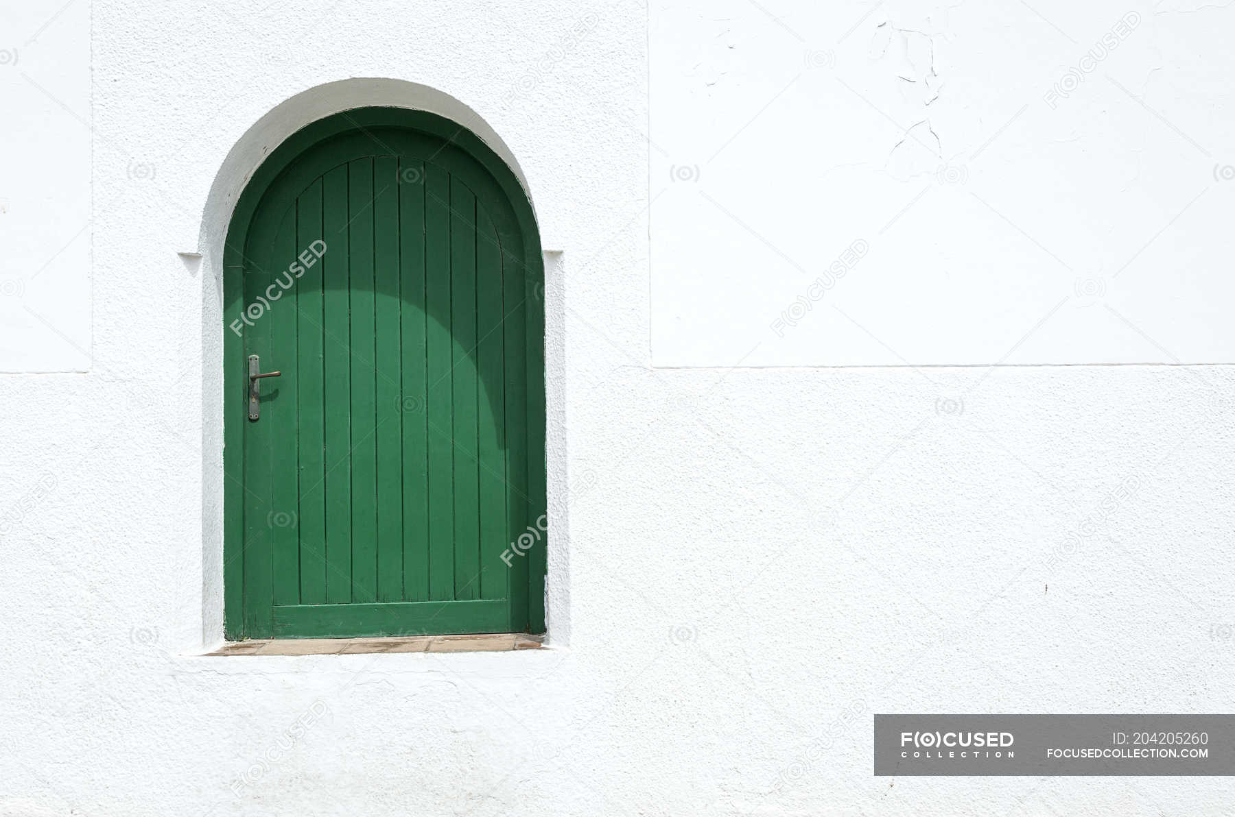 Typical Arabic Green Window Door With Arch Morocco Daytime Oriental Stock Photo 204205260