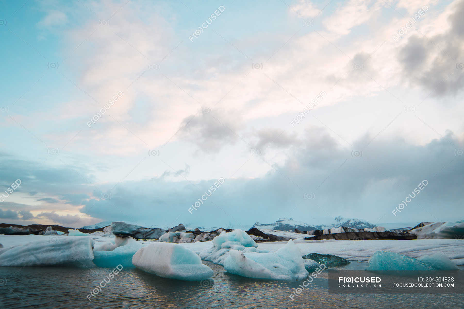 Pieces of ice floating in sea water — landscape, destination - Stock ...