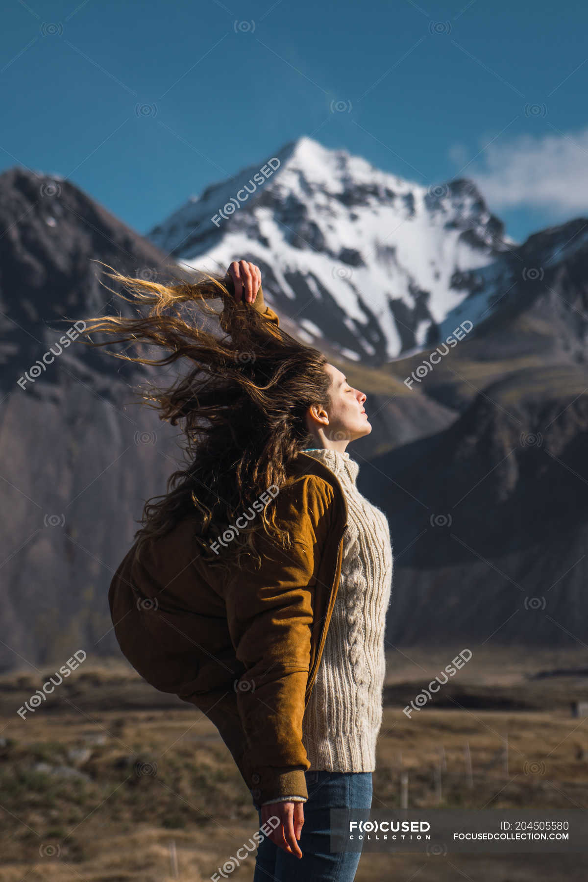 woman in the wind