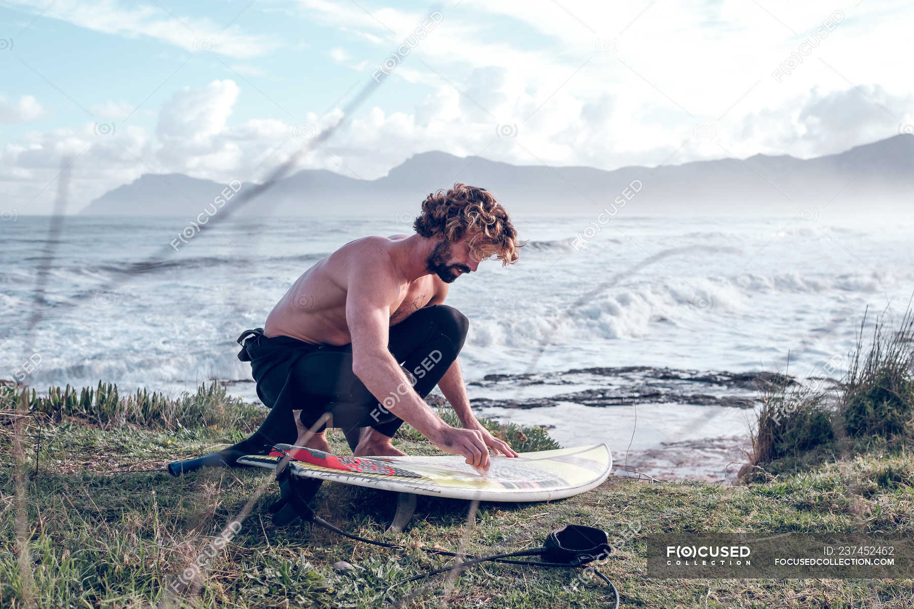 cleaning surfboard