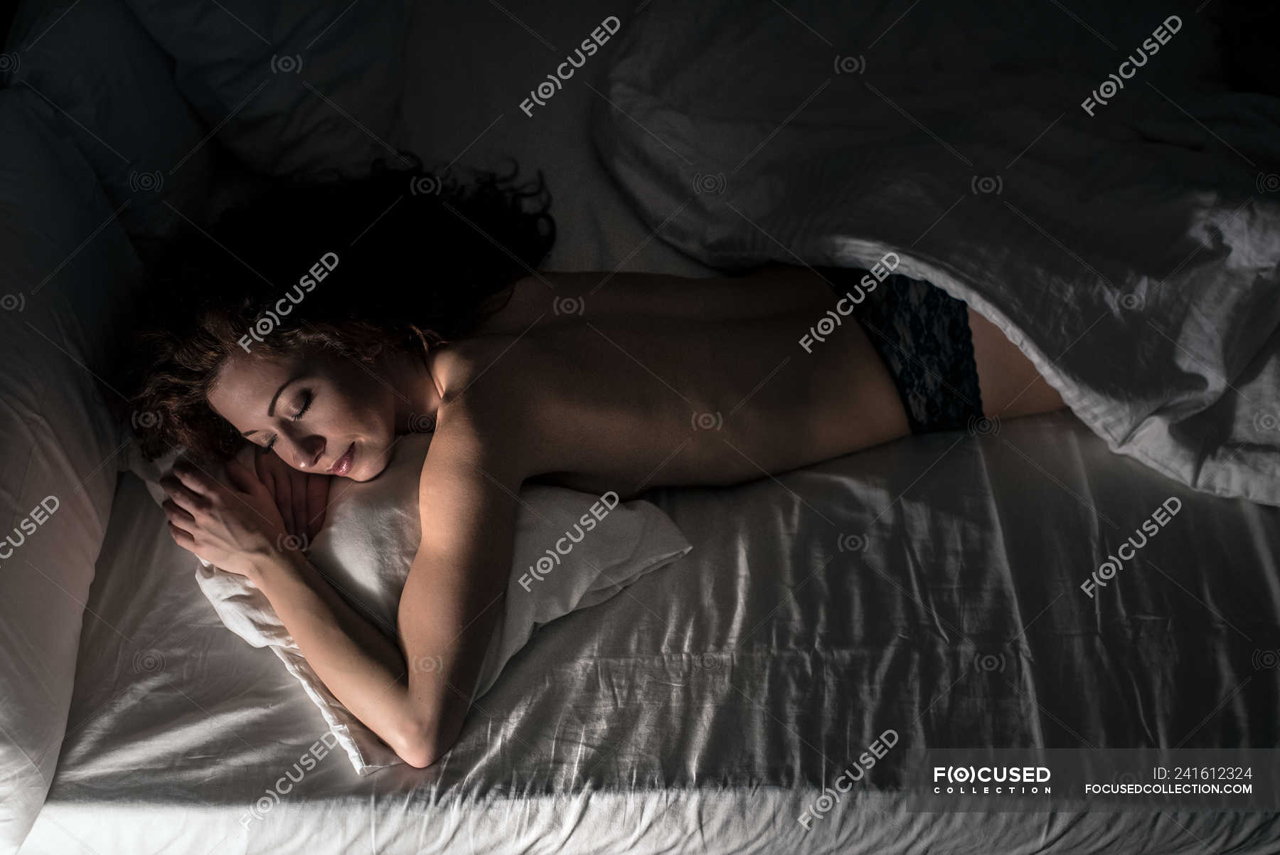 model girl bed topless