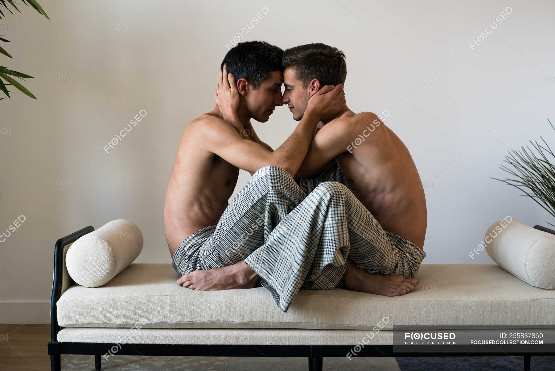 gay men kissing shirtless