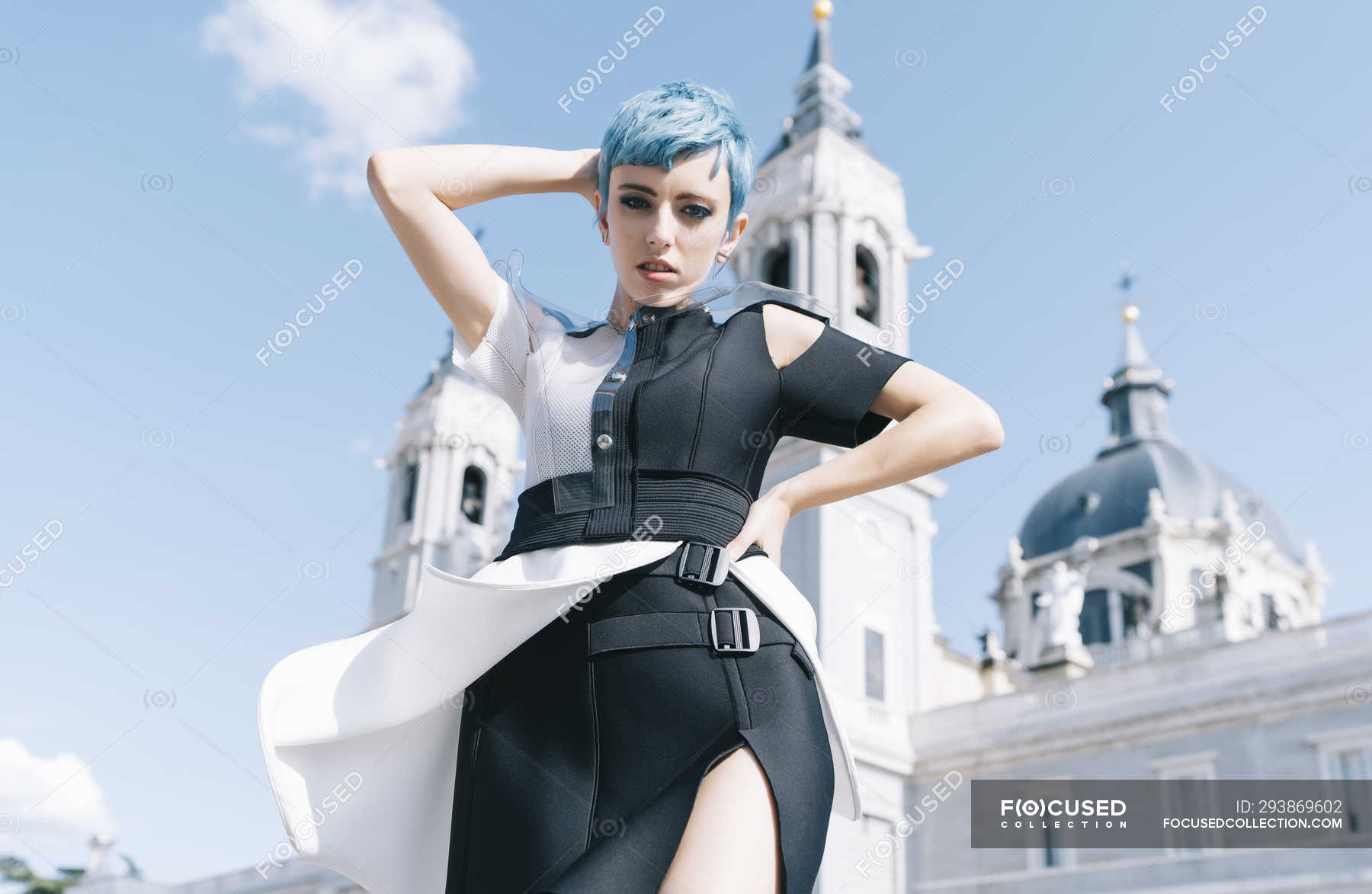 Vertical Fashion Portrait in Full Growth, Beautiful Young Woman. Futuristic  Look Stock Photo - Image of long, clothing: 106952486