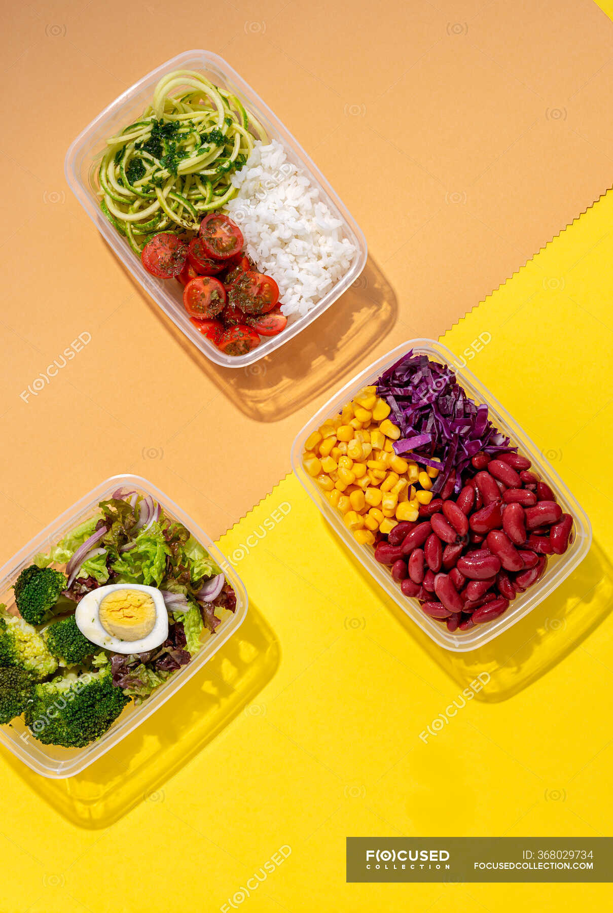 Homemade vegan food in lunch boxes with healthy vegetable fresh from