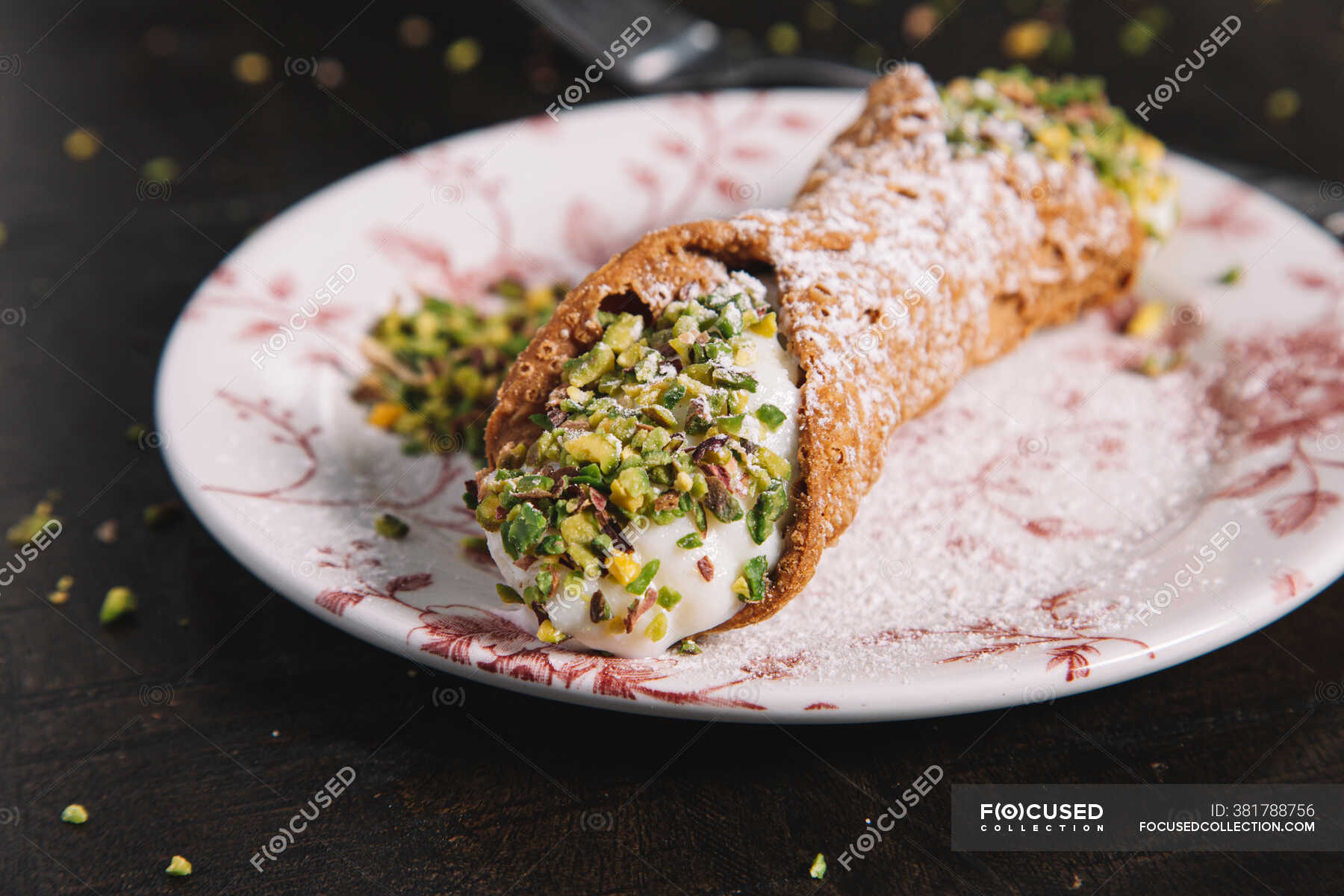 Homemade Sicilian Cannoli With Ricotta Filling Garnished With ...