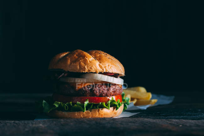 Delicioso hambúrguer procurando — Fotografia de Stock