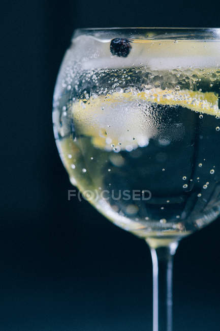 Cóctel gin tonic con ralladura de limón - foto de stock