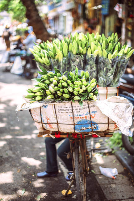 Vietnamese street market seller in Hanoi — Stock Photo