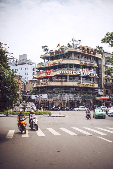 Vista stradale del traffico di Hanoi — Foto stock