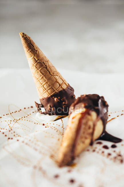 Chocolate ice cream cones — Stock Photo
