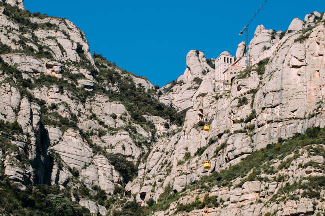 Cable cars in Montserrat mountains — Stock Photo