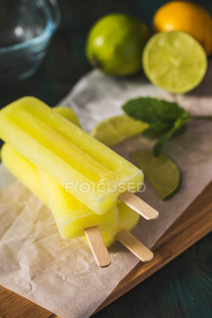 Stack of frozen popsicles — Stock Photo