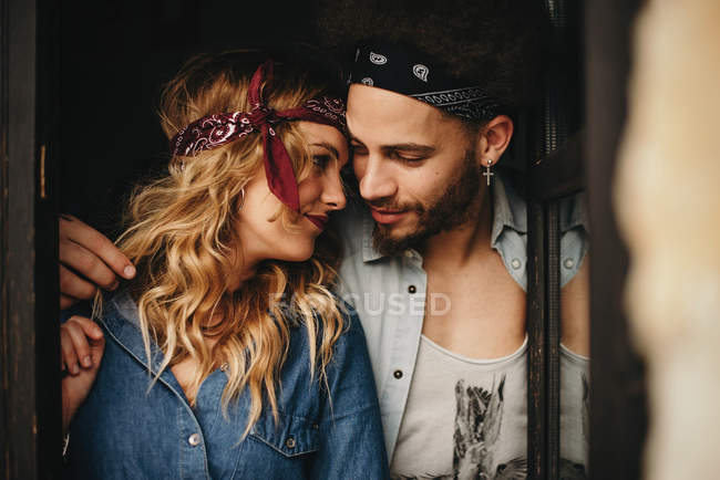 Romantic couple in bands — Stock Photo