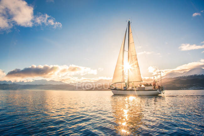 Sailboat flowing on water of sea — Stock Photo