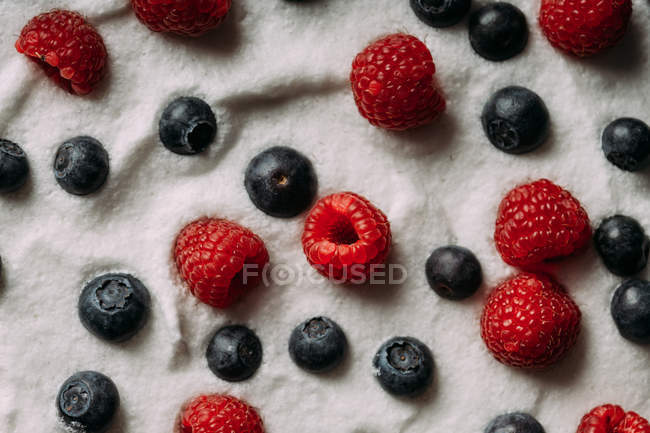 Preparing berries cake with yogurt frosting — Stock Photo