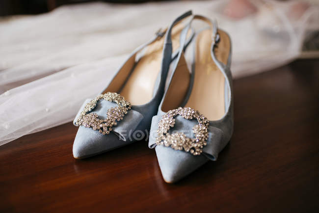 Blue heeled shoes — Stock Photo