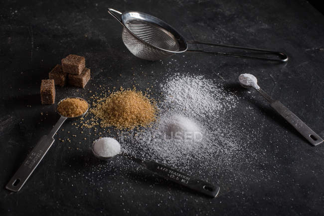 Three types of sugar — Stock Photo