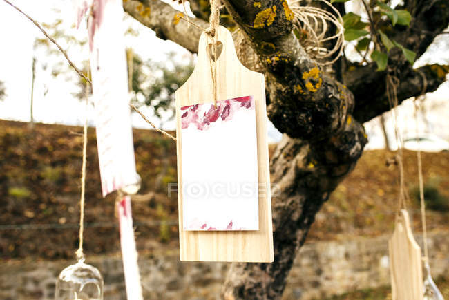 Cards hanging on rope — Stock Photo