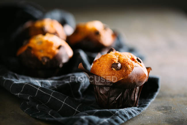 Muffins au chocolat, vue rapprochée — Photo de stock