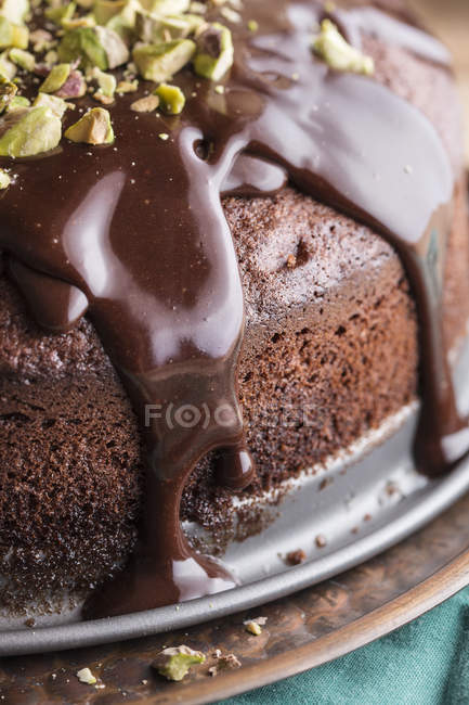 Schokolade Ganache Detail mit Pistazien — Stockfoto
