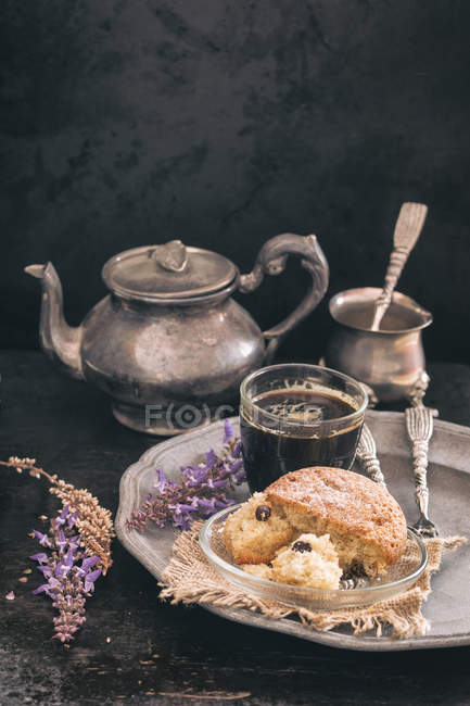 Breakfast in rustic style — Stock Photo