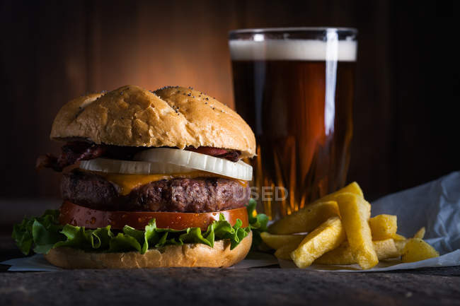 Delicious gourmet burger — Stock Photo