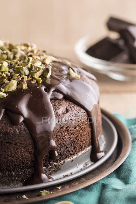 Torta al cioccolato con ganache — Foto stock