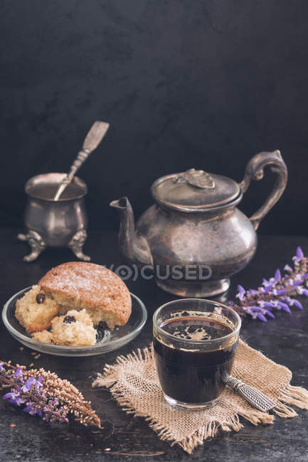 Breakfast in rustic style — Stock Photo