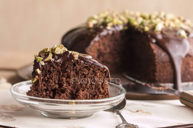 Morceau de gâteau au chocolat — Photo de stock