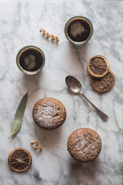 Coffee and cake. Top view — Stock Photo