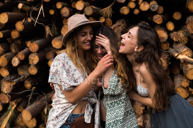 Meninas engraçadas posando juntos — Fotografia de Stock