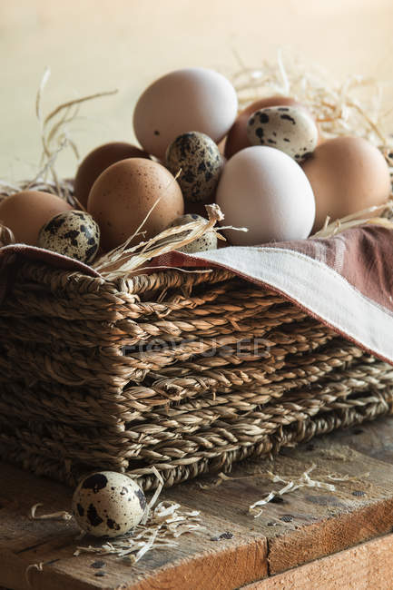 Diversi tipi di uova crude — Foto stock
