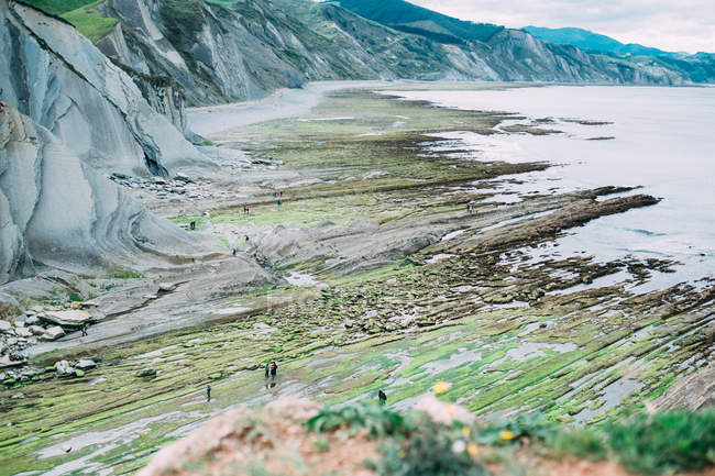 Люди, идущие по берегу — стоковое фото
