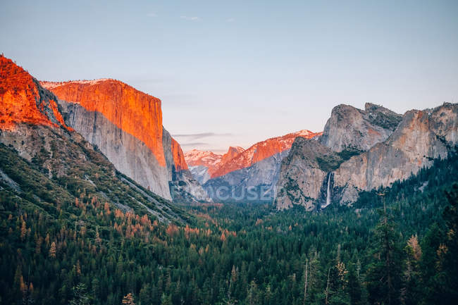 Landscape with sun light line on Mountains — Stock Photo