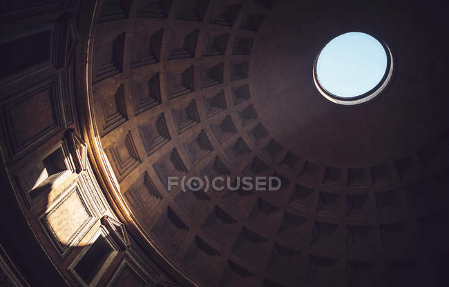 Bottom view of Rome Agrippa Pantheon interior ceiling — Stock Photo