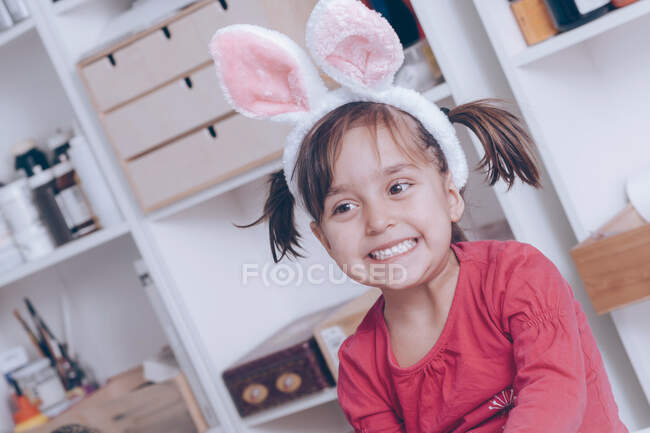 Portrait with rabbit ears — Stock Photo