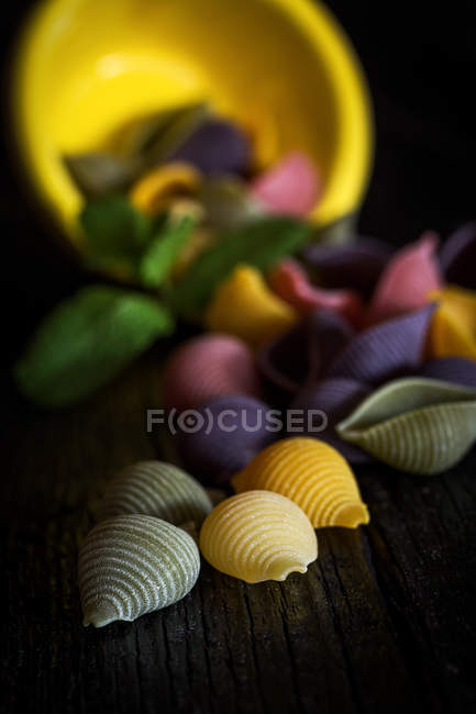 Rohe Nudeln mit Minzblättern — Stockfoto